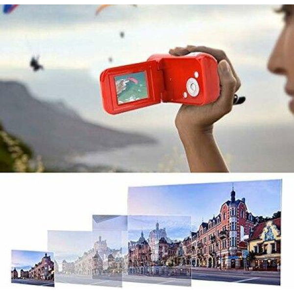 Video Camera Camcorder 16X Zoom 1080P HD Digital Camera Recorder For Children Kids Gifts (Red)