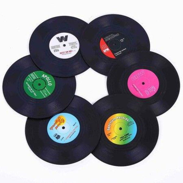 Vinyl Record Coasters For Drinks Funny Absorbent Novelty Vinyl Disk Coasters Effective Protection Of The Desktop To Prevent Damage 6 Pack