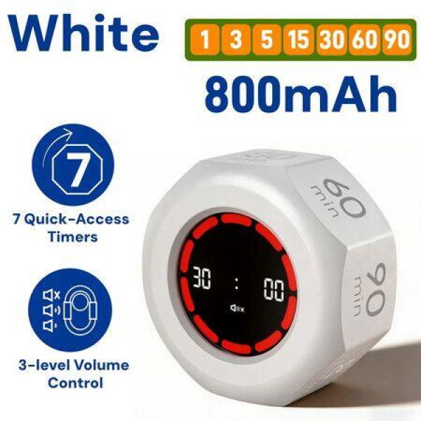 Visual Flip Timer Gravity Sensor Countdown Timer For Study Learning Kitchen Fitness Pomodoro Time Management Tool Color White
