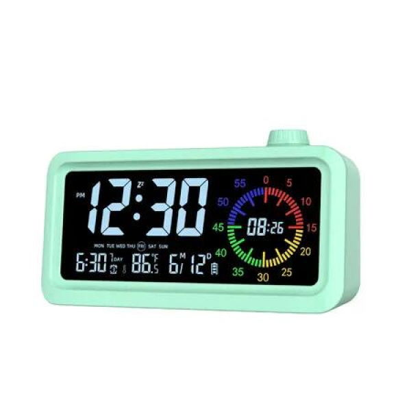 Visual Timer for Kids, Rechargeable Alarm Clock, Dual Display, LCD Time Reminder, Ideal for Teaching, and Time Management Gifts for Kids (Green)