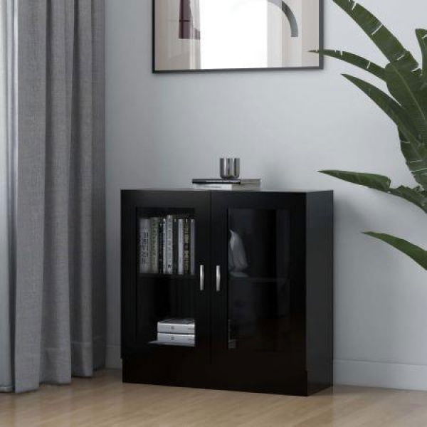 Vitrine Cabinet Black 82.5x30.5x80 Cm Engineered Wood.