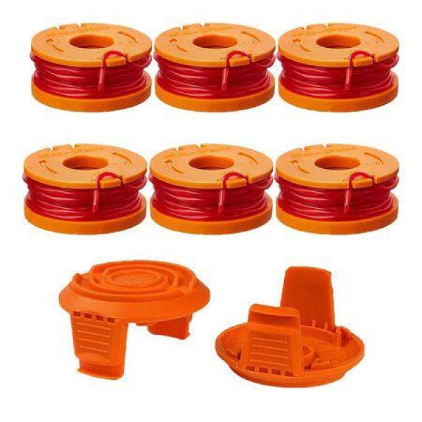 WA0010 Edger Spools Replacement For Worx WG180 WG163 Weed Wacker Eater String (6 Spool 2 Cap)