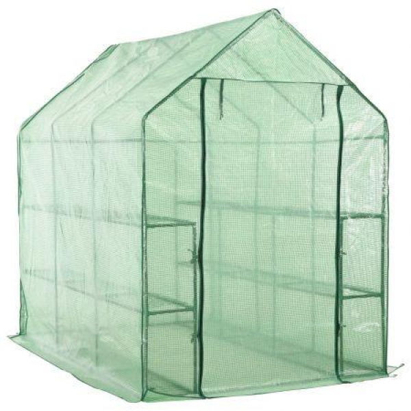 Walk-in Greenhouse With 12 Shelves Steel 143x214x196 Cm