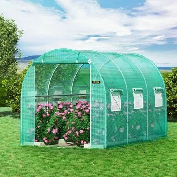 Walk-in Tunnel Greenhouse Galvanized Frame & Waterproof Cover 12x7x7 ft