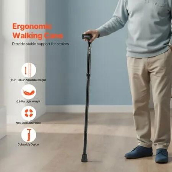 Walking Cane for Man Woman Folding Walking Stick 5-Level Adjustable Height