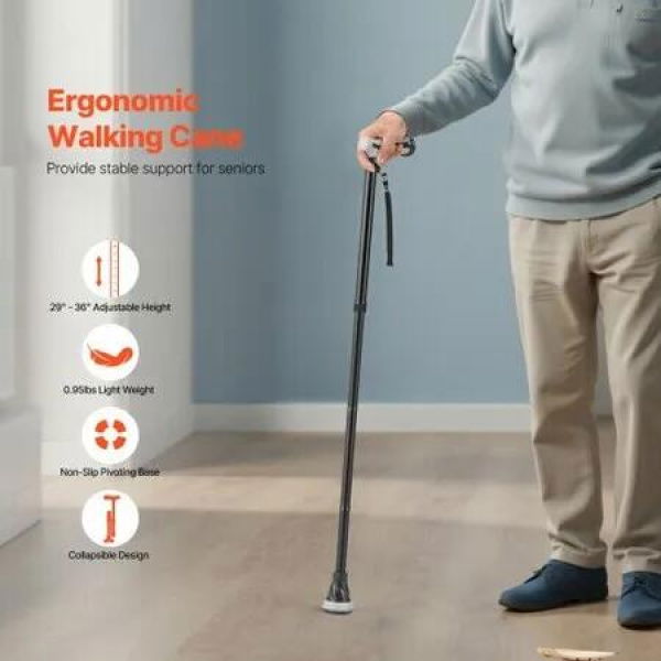 Walking Cane for Man Woman Folding Walking Stick 8-Level Adjustable Height