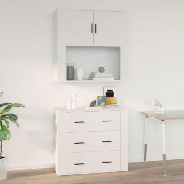 Wall Cabinet White 80x33x80 Cm Engineered Wood