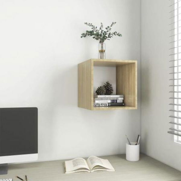 Wall Cabinet White And Sonoma Oak 37x37x37 Cm Engineered Wood