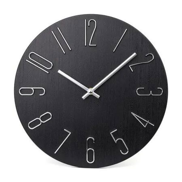 Wall Clock 12 inch Silent Non-Ticking Modern Style Wooden Wall Clocks Decorative for Office Home Bedroom School