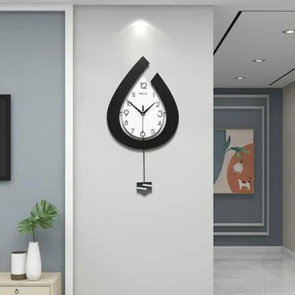 Wall Clock Modern Living Room Decor Large Pendulum Silent Non Ticking Time Battery Operated Kitchen Dining School Office