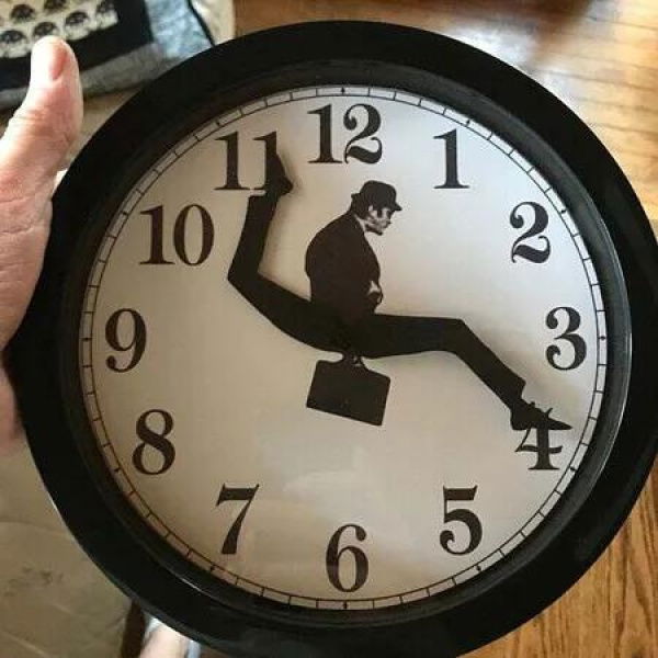 Wall Clock Silly Walk Ministry Comedian Novelty Decor Funny Silent Mute Home Timepiece Quirky Watch