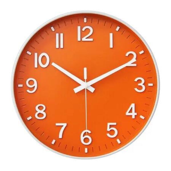 Wall Clocks Battery Operated,12 inch Silent Non Ticking Modern Wall Clock for Living Room Bedroom Kitchen Office Classroom Decor (Orange & White)