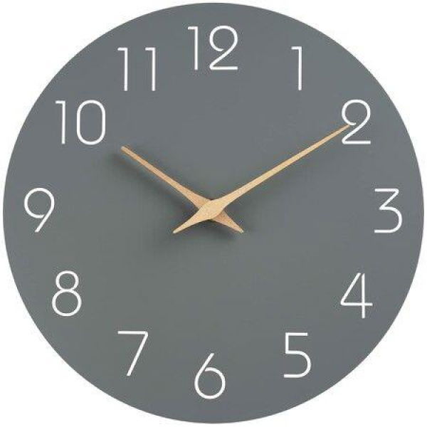 Wall Clock Silent Non-Ticking 10-Inch Wall Clocks Battery Operated Modern Style Wooden Clock Decorative For Kitchen Home Bedrooms Office (10-Inch Grey)