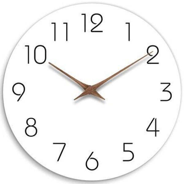 Wall Clock Silent Non-Ticking 10-Inch Wall Clocks Battery Operated Modern Style Wooden Clock Decorative For Kitchen Home Bedrooms Office (10-Inch White)