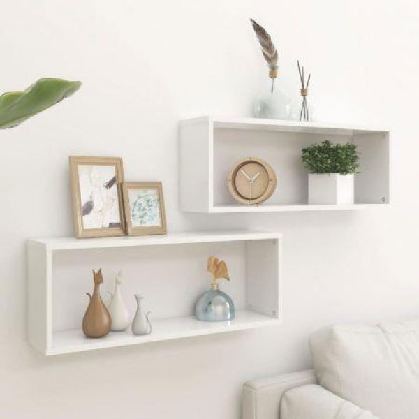 Wall Cube Shelves 2 pcs White 60x15x23 cm Engineered Wood