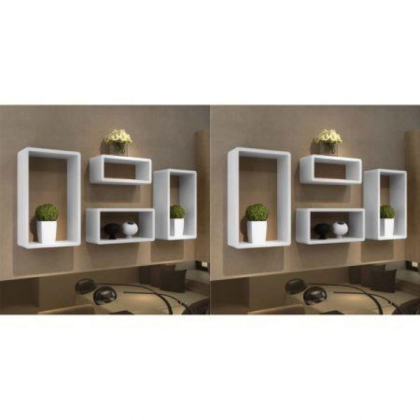 Wall Cube Shelves 8 Pcs White