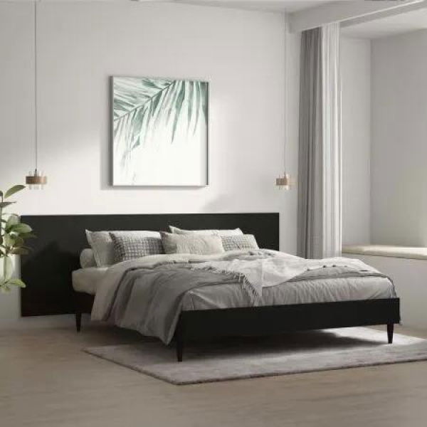 Wall Headboard Black 240x1.5x80 cm Engineered Wood