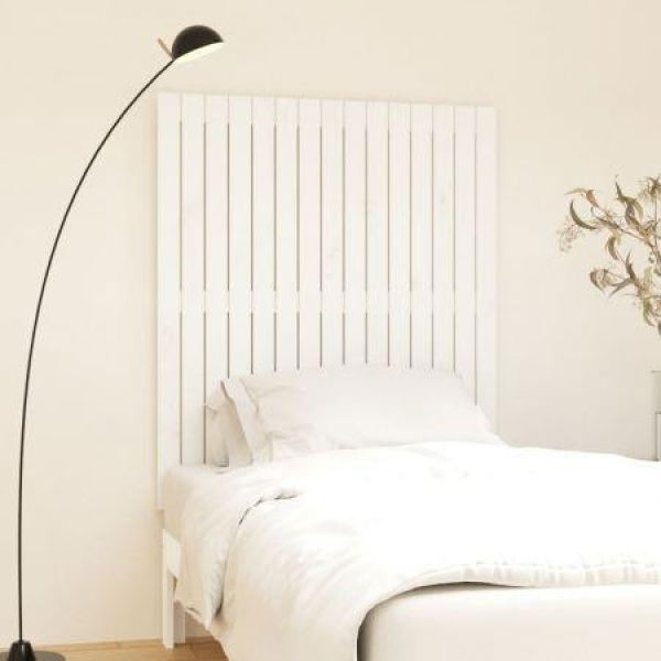 Wall Headboard White 95.5x3x110 Cm Solid Wood Pine.