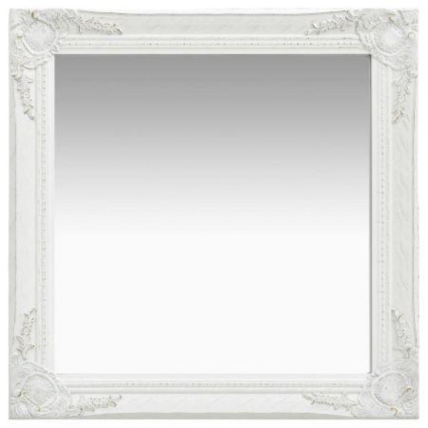 Wall Mirror Baroque Style 60x60 Cm White