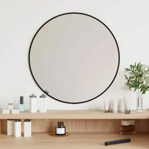 Wall Mirror Black Ã˜ 50 cm Round