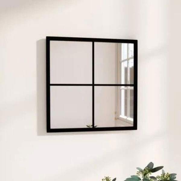 Wall Mirror Black 40x40 cm Metal