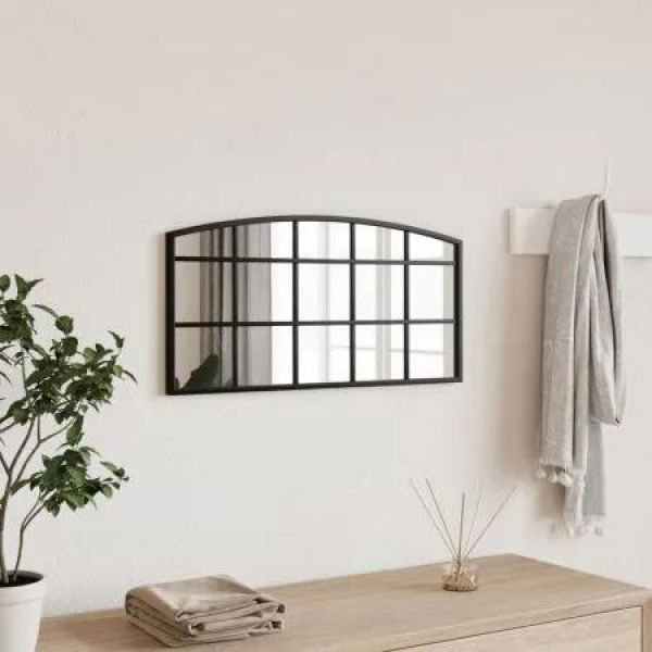 Wall Mirror Black 60x30 cm Arch Iron