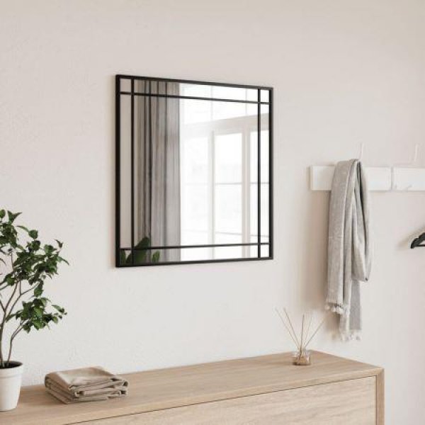 Wall Mirror Black 60x60 cm Square Iron