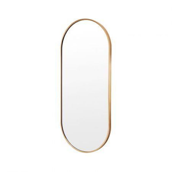 Wall Mirror Oval Aluminum Frame Bathroom 45 X 100cm GOLD