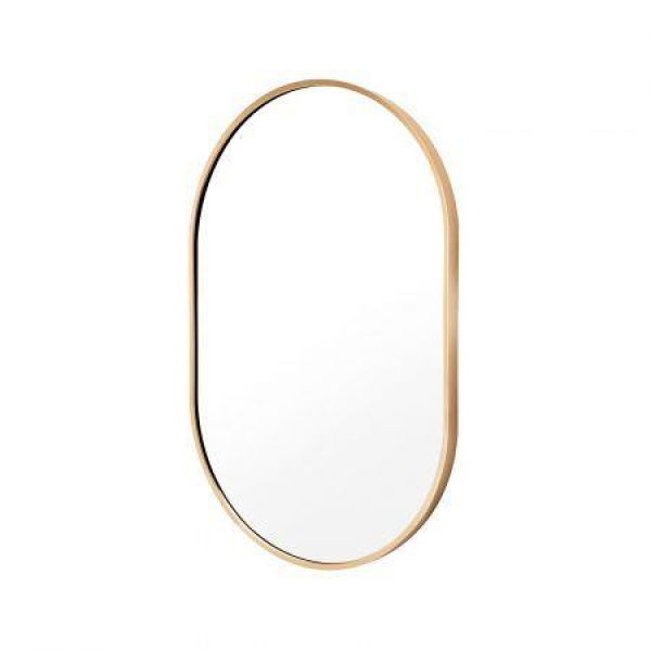 Wall Mirror Oval Aluminum Frame Bathroom 50 X 75cm GOLD