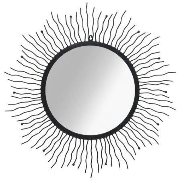 Wall Mirror Sunburst 80 Cm Black