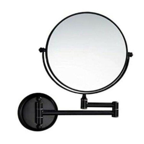 Wall Mount 5X Magnifying Shaving And Makeup Round Mirror (Black 20cm)