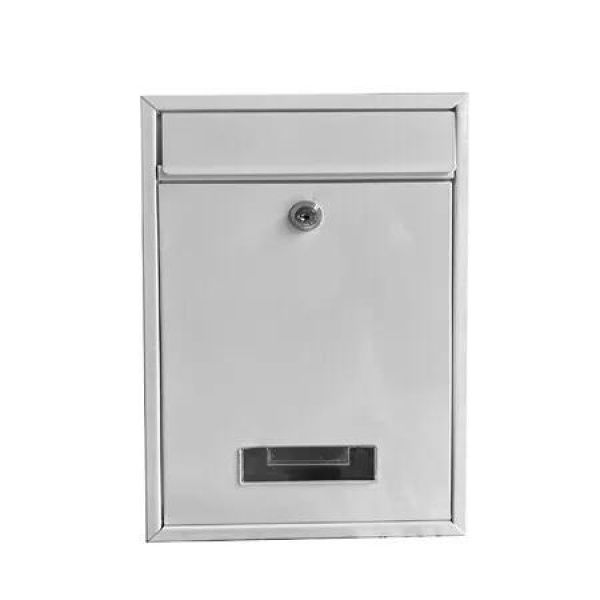 Wall Mount Mailbox, Locking Large Mailbox with Key Lock, Safe Key Drop Box, Steel Cash Drop Box for Home Office School, 22 x 8 x 32 cm , White