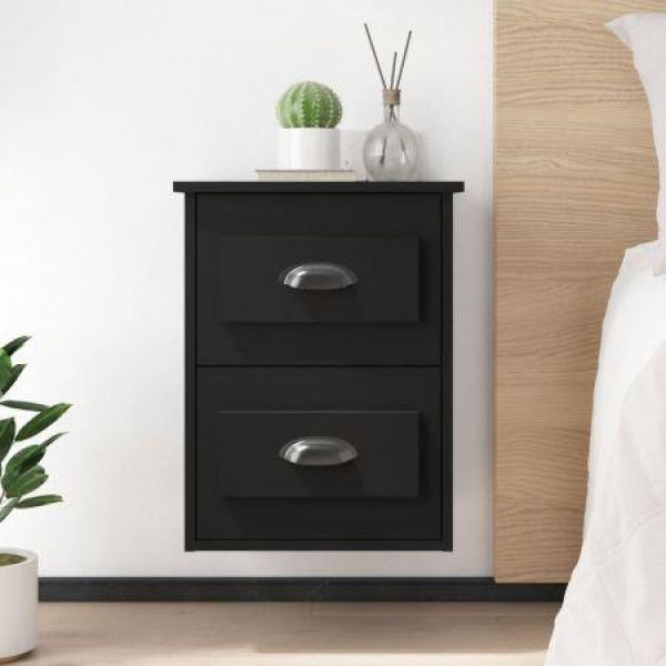 Wall-mounted Bedside Cabinet Black 41.5x36x53cm.