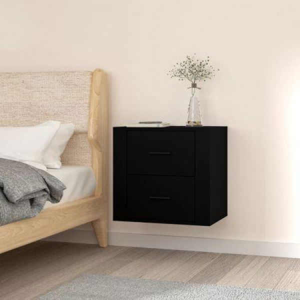 Wall-mounted Bedside Cabinet Black 50x36x47 Cm