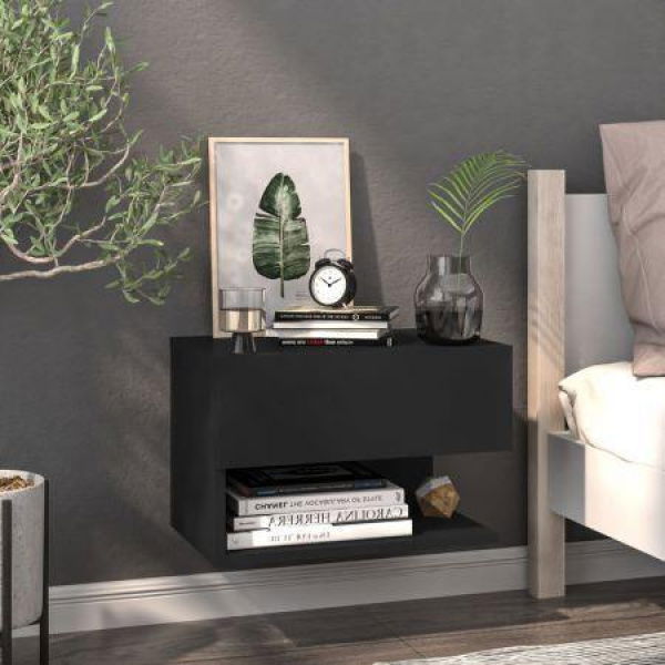 Wall-mounted Bedside Cabinet Black