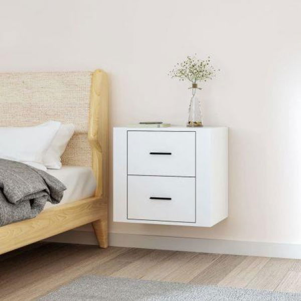 Wall-mounted Bedside Cabinet White 50x36x47 Cm