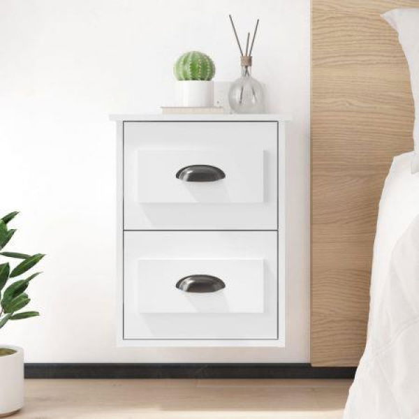 Wall-mounted Bedside Cabinets 2 Pcs High Gloss White 41.5x36x53cm.