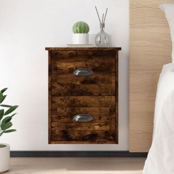 Wall-mounted Bedside Cabinets 2 Pcs Smoked Oak 41.5x36x53cm.