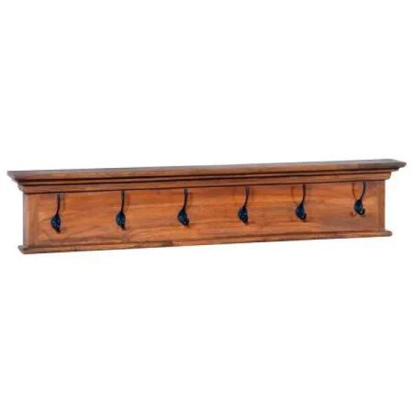 Wall Mounted Coat Rack 100x10x20 cm Black Solid Teak Wood