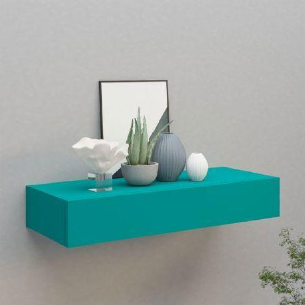 Wall-mounted Drawer Shelf Blue 60x23.5x10cm MDF.