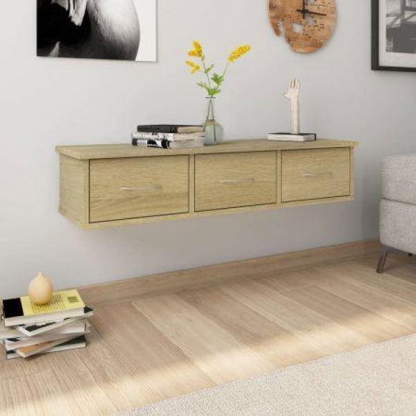 Wall-mounted Drawer Shelf Sonoma Oak 90x26x18.5 Cm Chipboard.