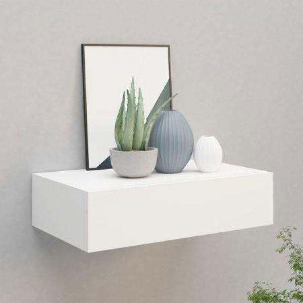 Wall-mounted Drawer Shelf White 40x23.5x10cm MDF.