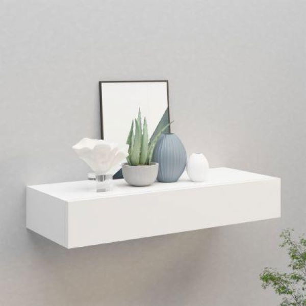 Wall-mounted Drawer Shelf White 60x23.5x10 Cm MDF.