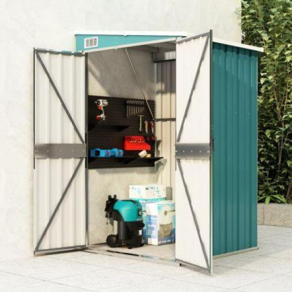 Wall-mounted Garden Shed Green 118x100x178 cm Galvanised Steel