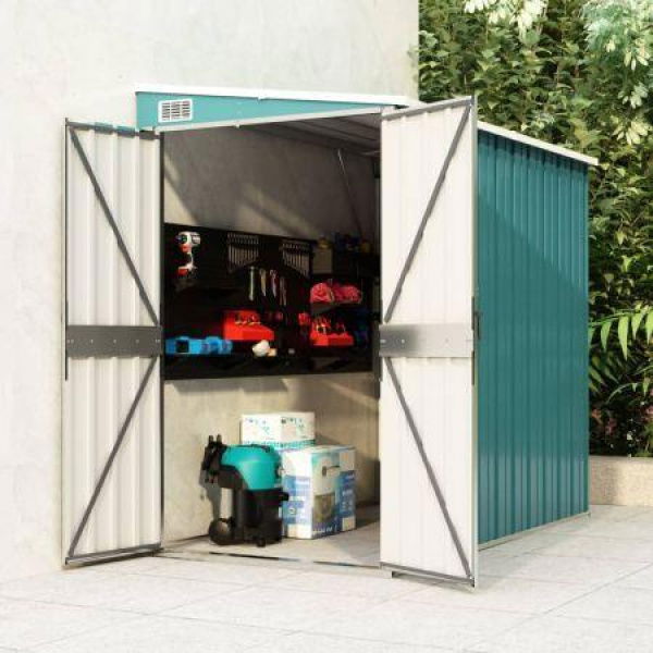 Wall-mounted Garden Shed Green 118x194x178 cm Galvanised Steel