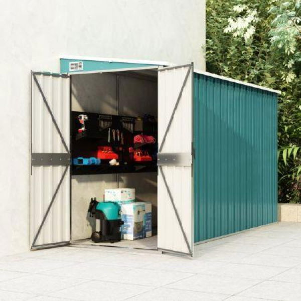 Wall-mounted Garden Shed Green 118x288x178 cm Galvanised Steel