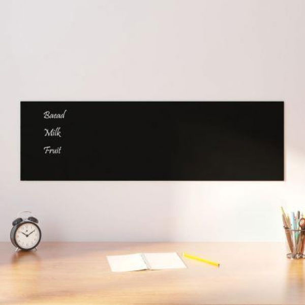 Wall-mounted Magnetic Board Black 100x30 Cm Tempered Glass