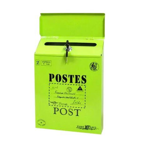 Wall Mounted Mailbox Suggestion Box Donation Box Newspaper Holder Box Letter Box For Office Outside House Yard Gate Color Green