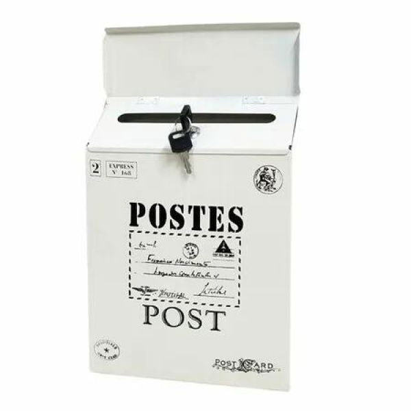Wall Mounted Mailbox Suggestion Box Donation Box Newspaper Holder Box Letter Box For Office Outside House Yard Gate Color White