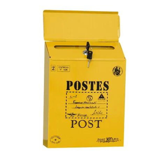 Wall Mounted Mailbox Suggestion Box Donation Box Newspaper Holder Box Letter Box For Office Outside House Yard Gate Color Yellow